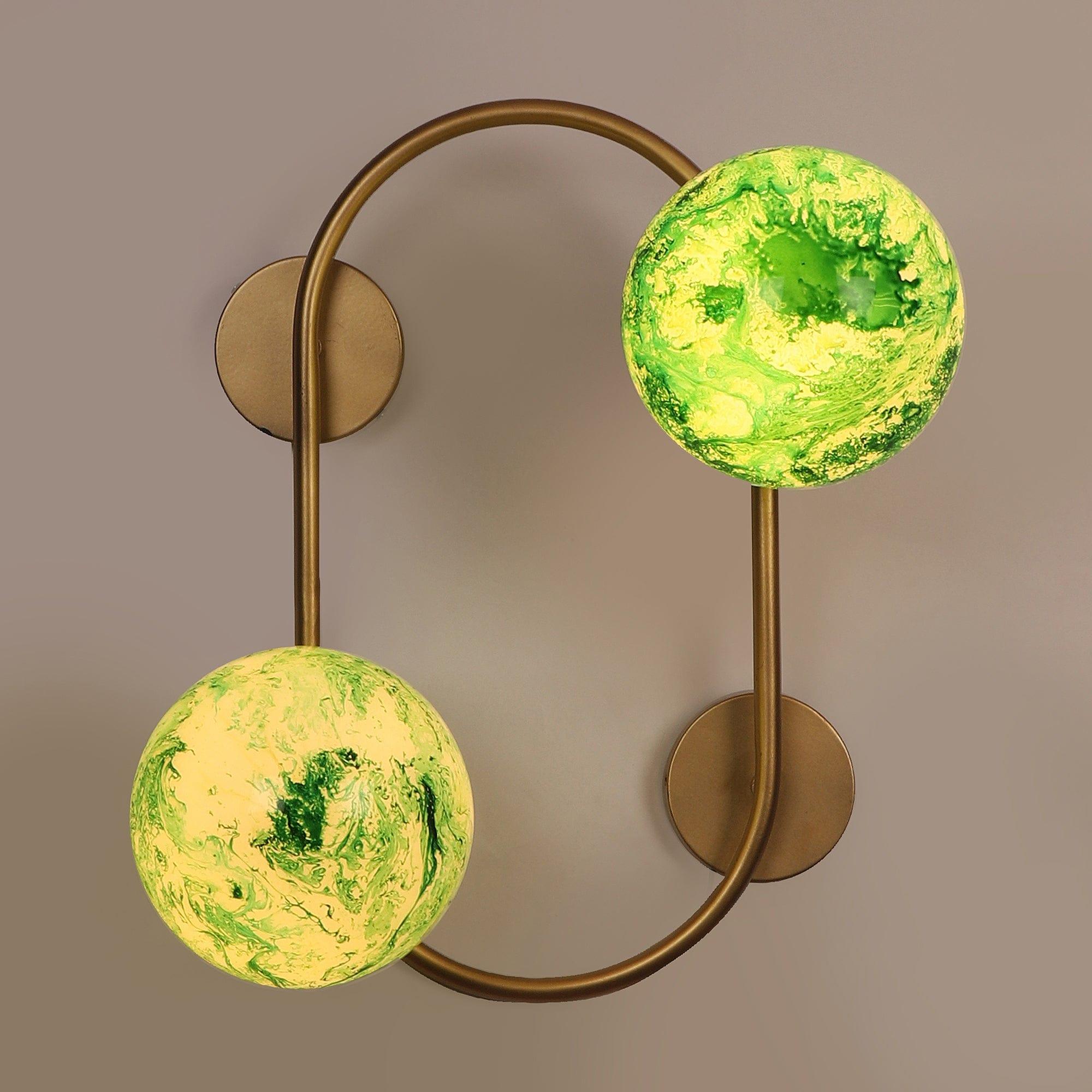 Gold And Green 2 Iron Wall Lights - Ouch Cart 