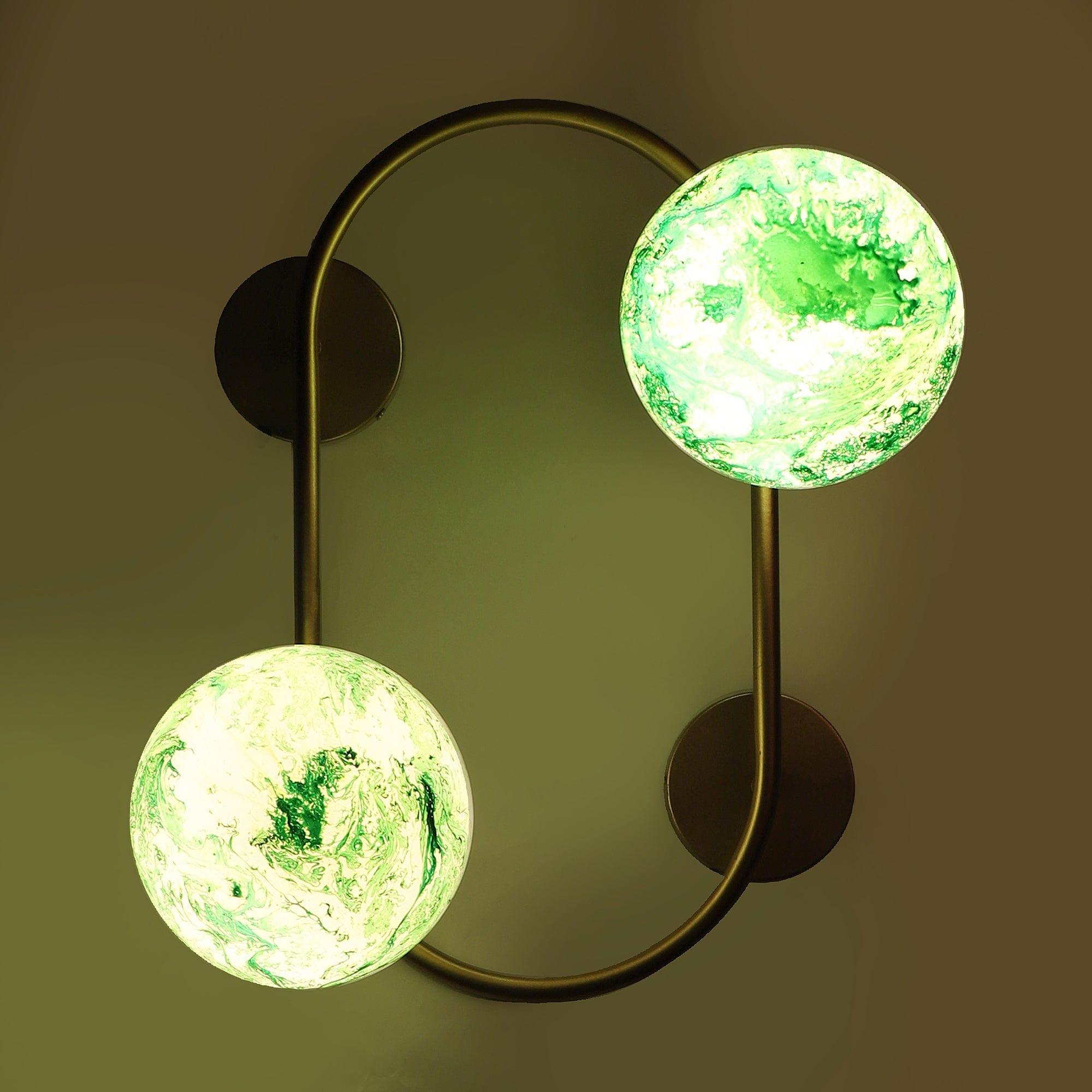 Gold And Green 2 Iron Wall Lights - Ouch Cart 