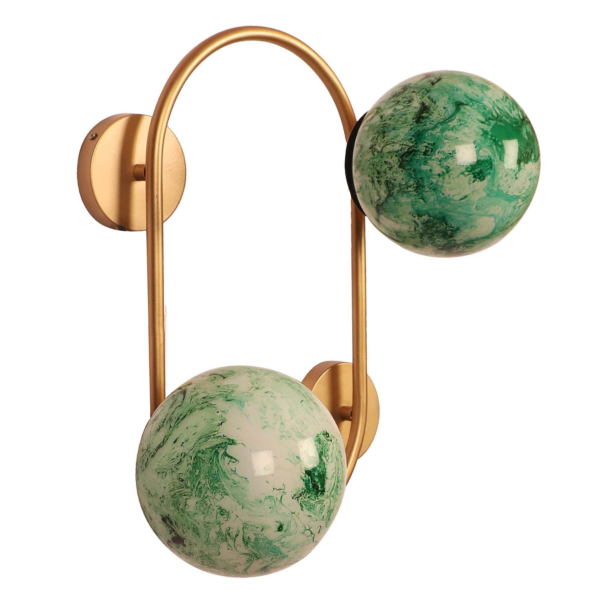 Gold And Green 2 Iron Wall Lights - Ouch Cart 