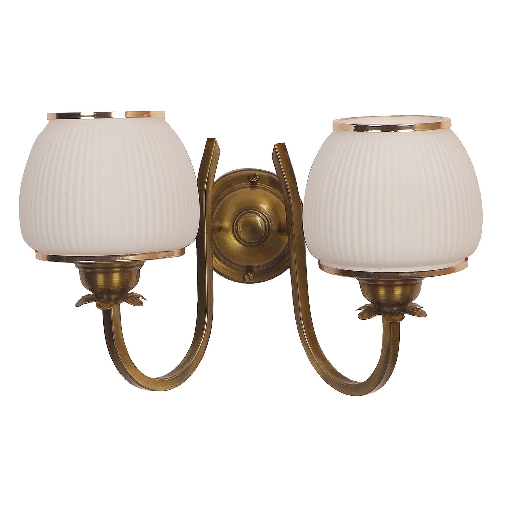 Gold And White Iron 2 Wall Lights - Ouch Cart 