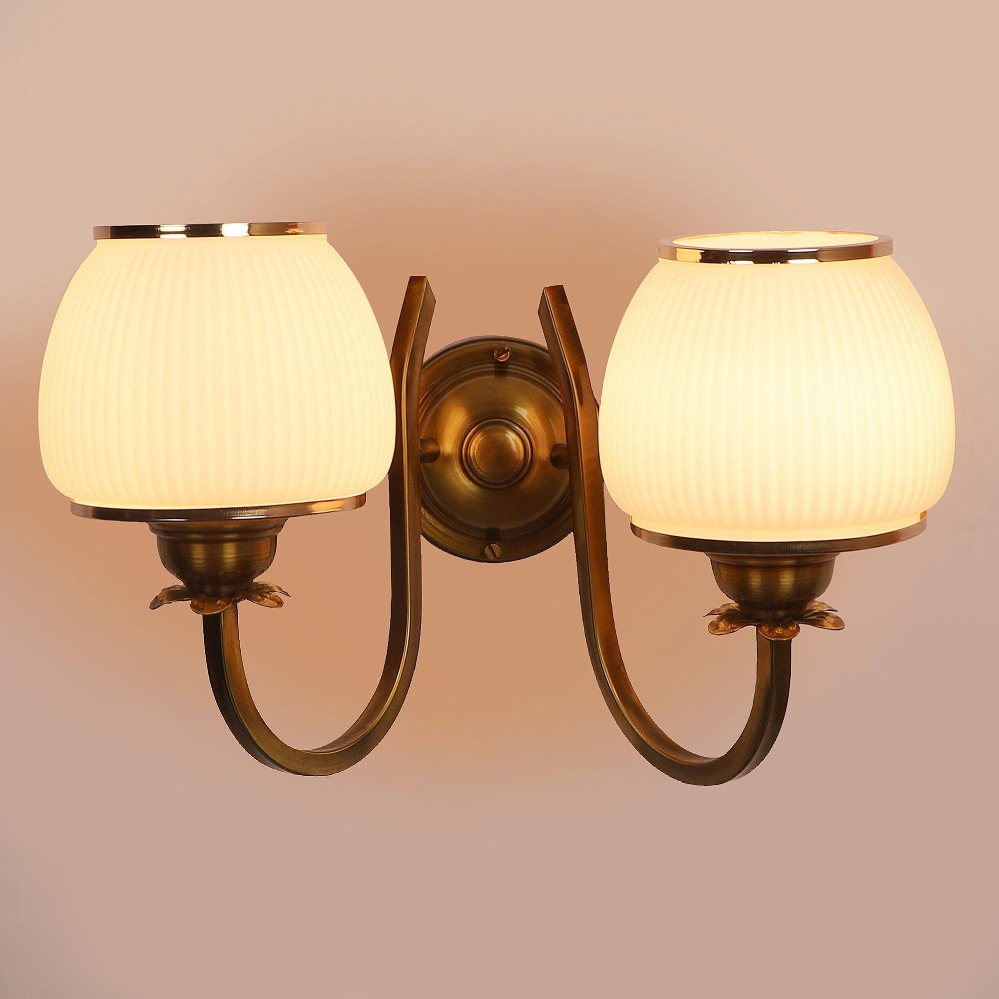 Gold And White Iron 2 Wall Lights - Ouch Cart 