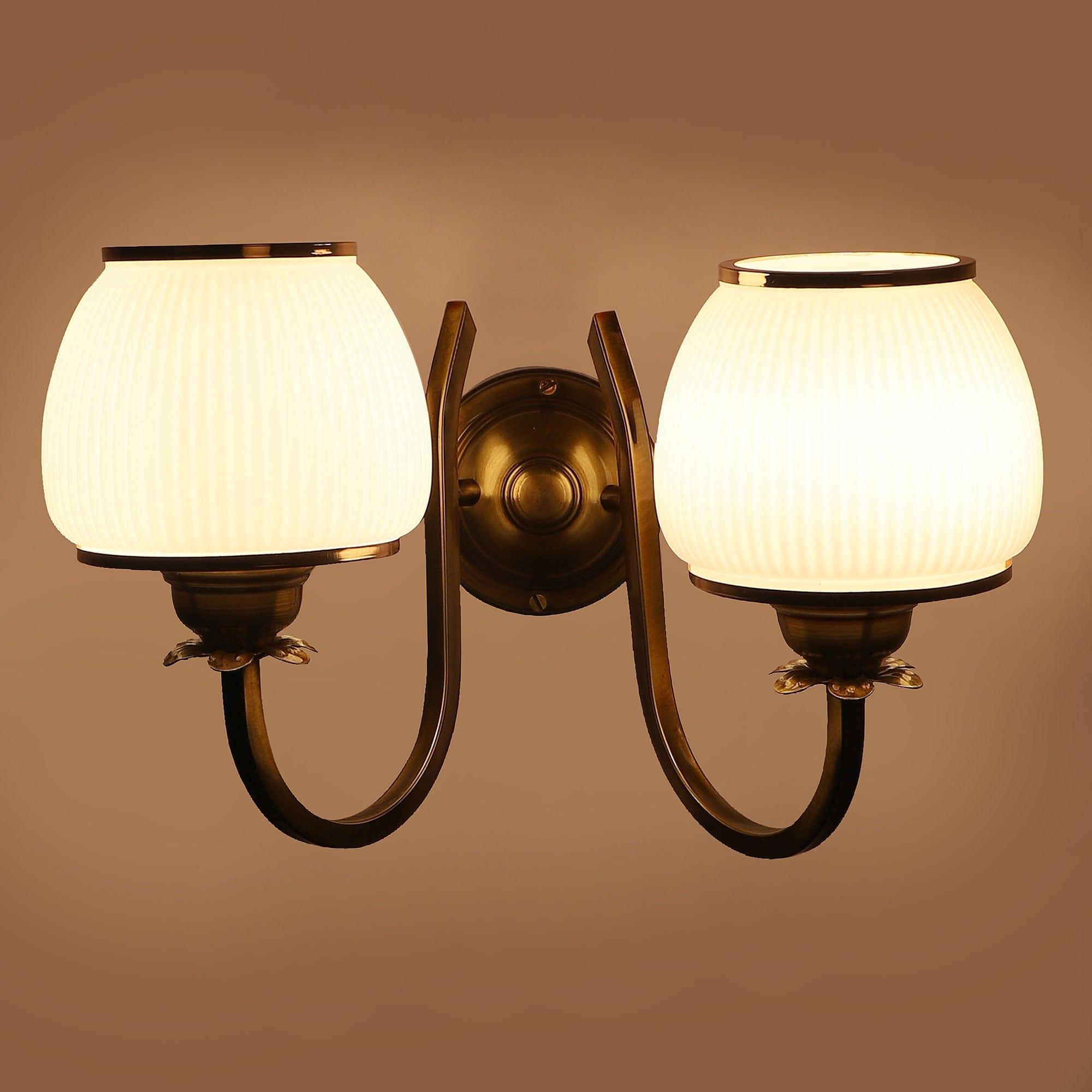 Gold And White Iron 2 Wall Lights - Ouch Cart 