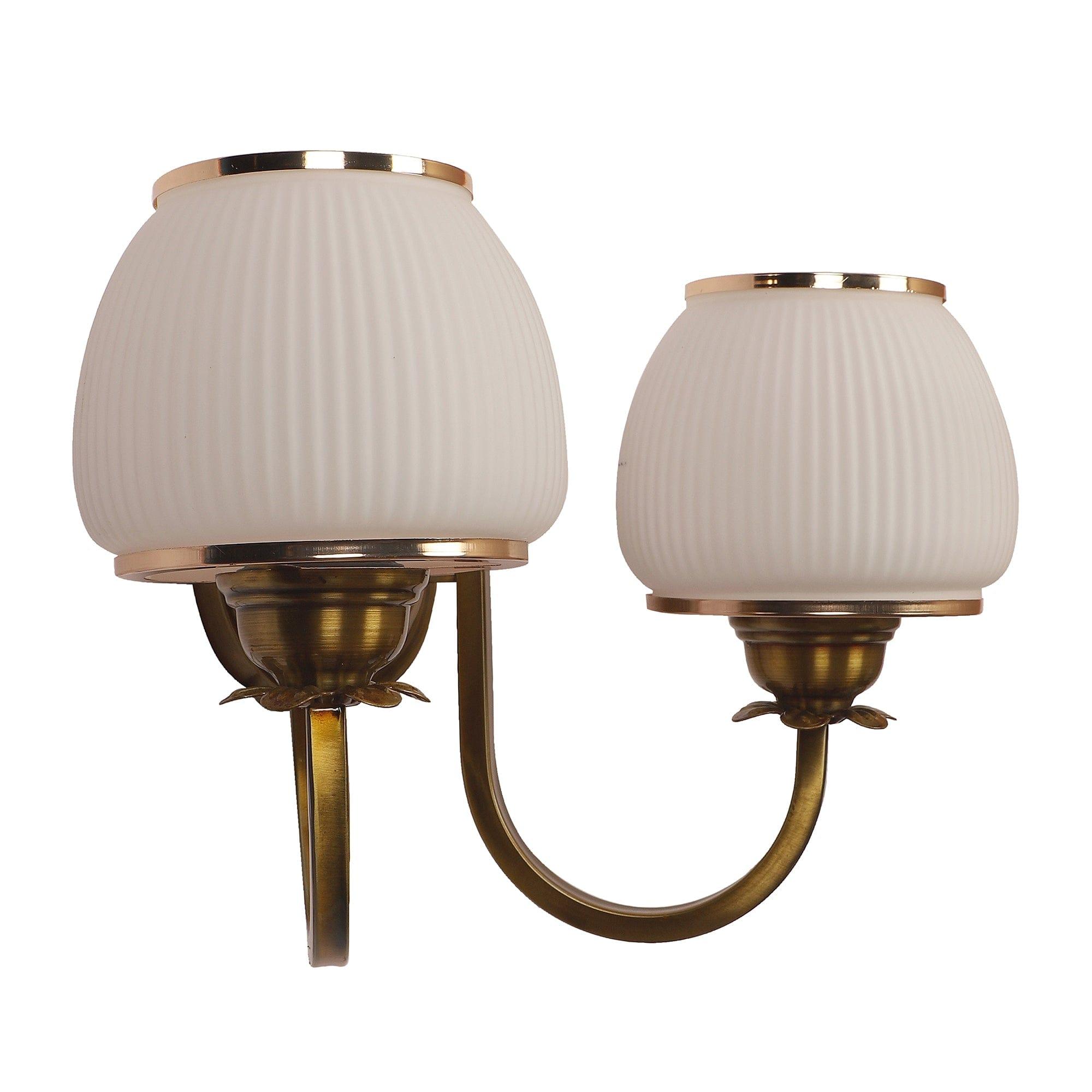 Gold And White Iron 2 Wall Lights - Ouch Cart 