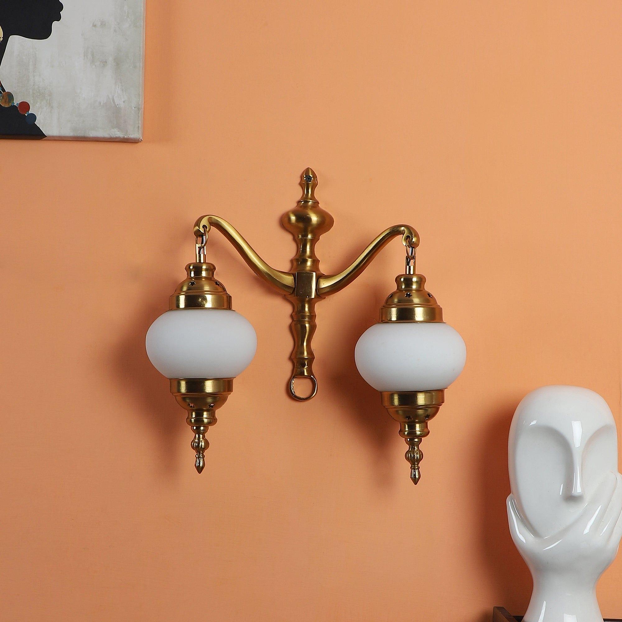 Fusty Aluminium Gold 2 Wall Lights - Ouch Cart 