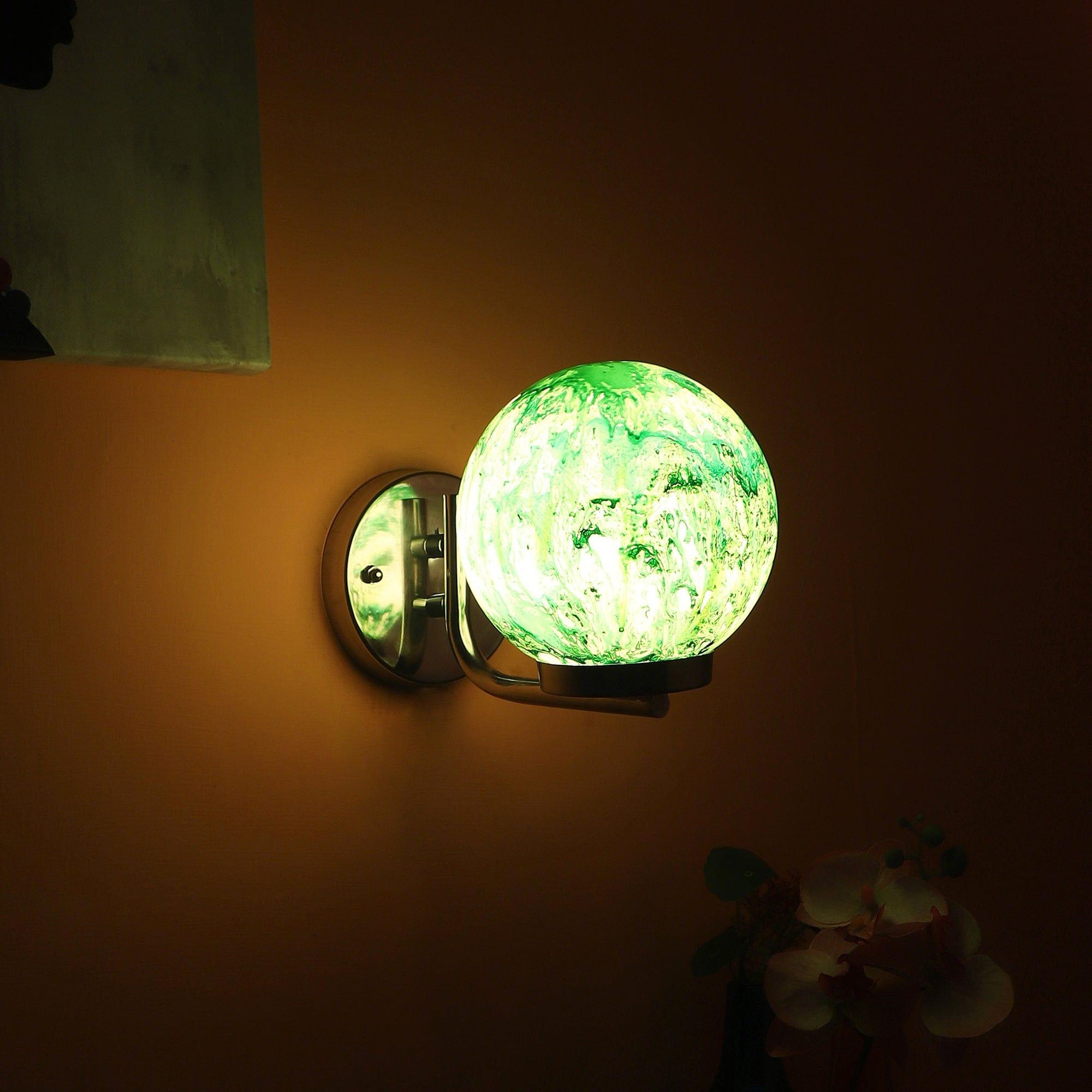 Chrome And Green Iron Wall Lights