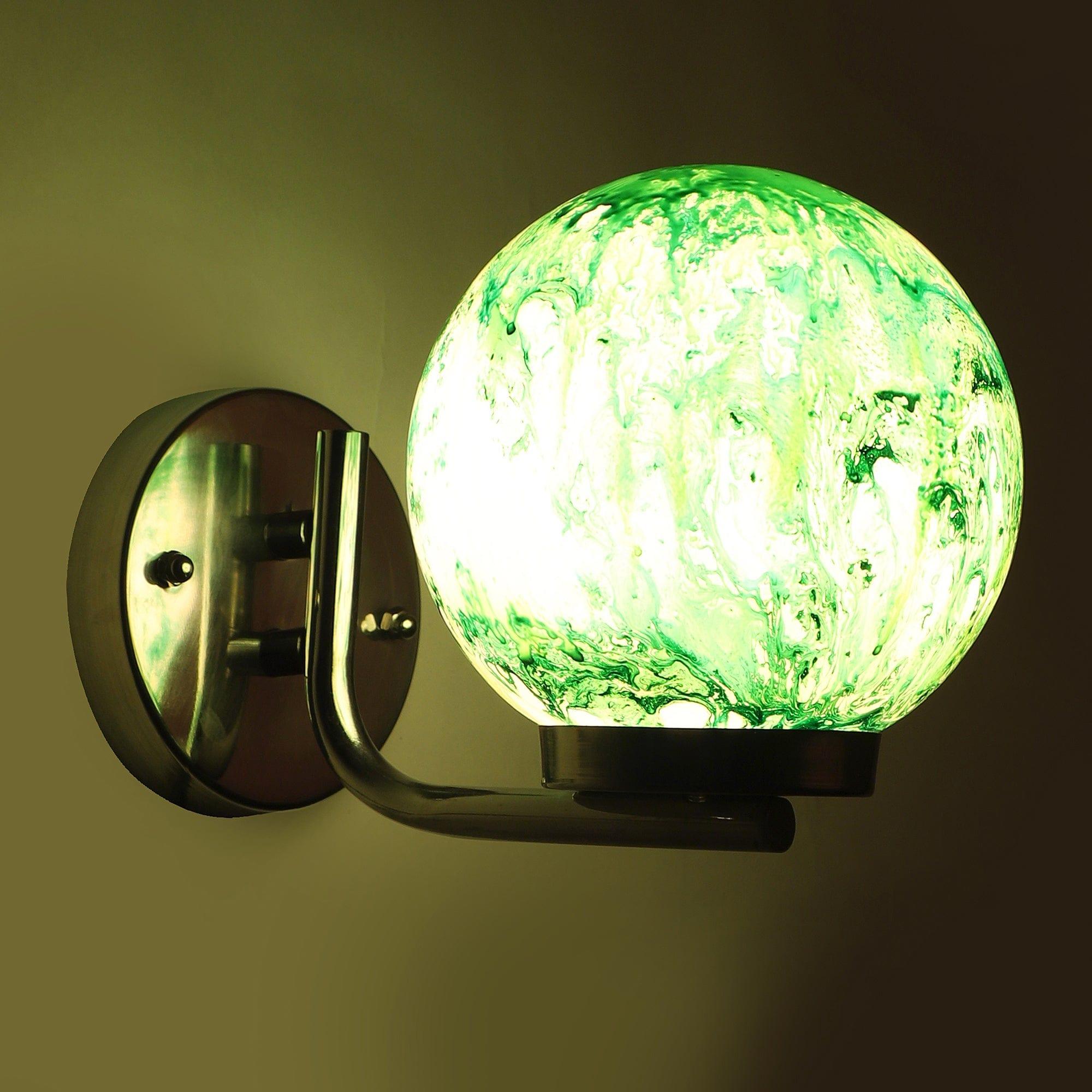 Chrome And Green Iron Wall Lights