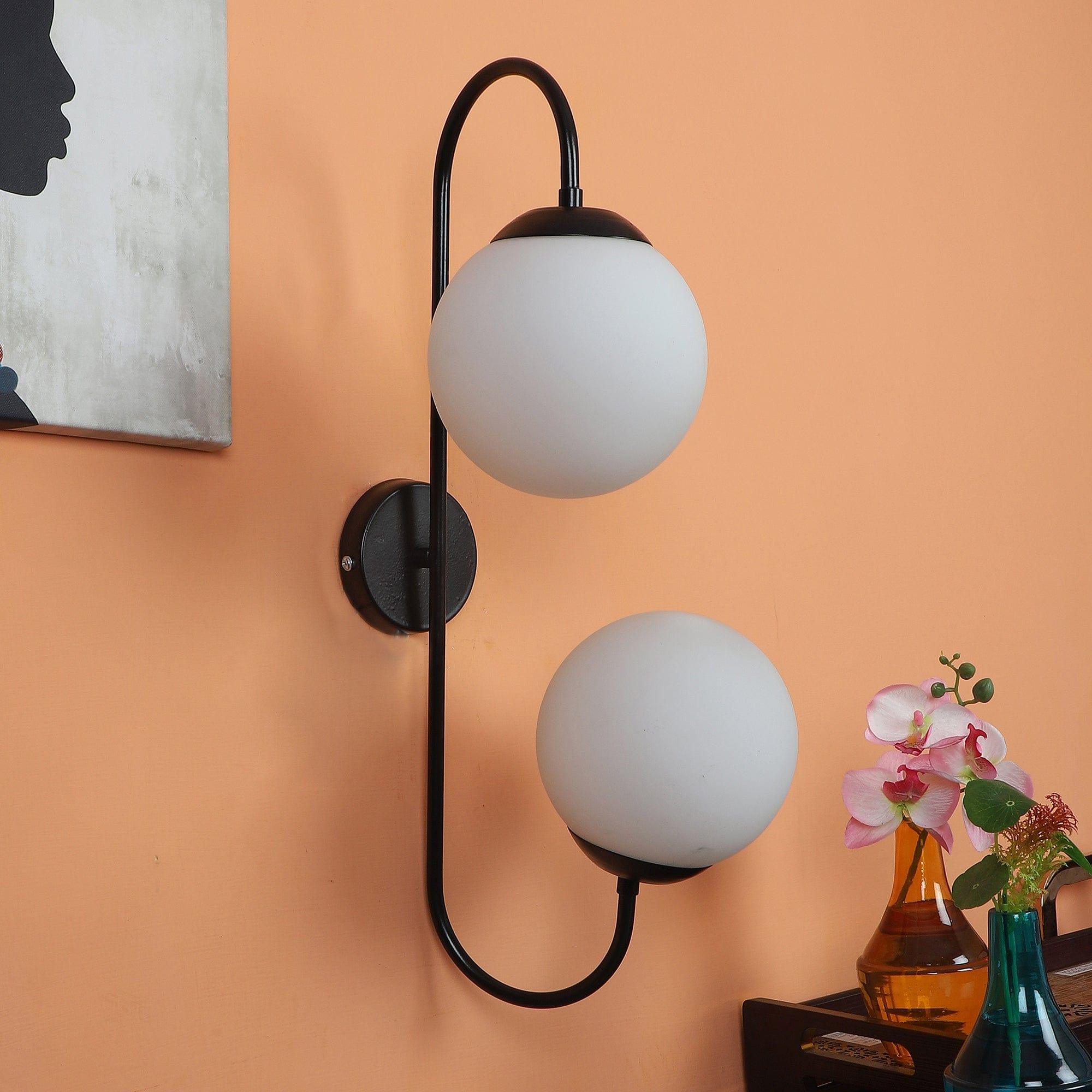 Black And White Iron 2 Wall Lights - Ouch Cart 