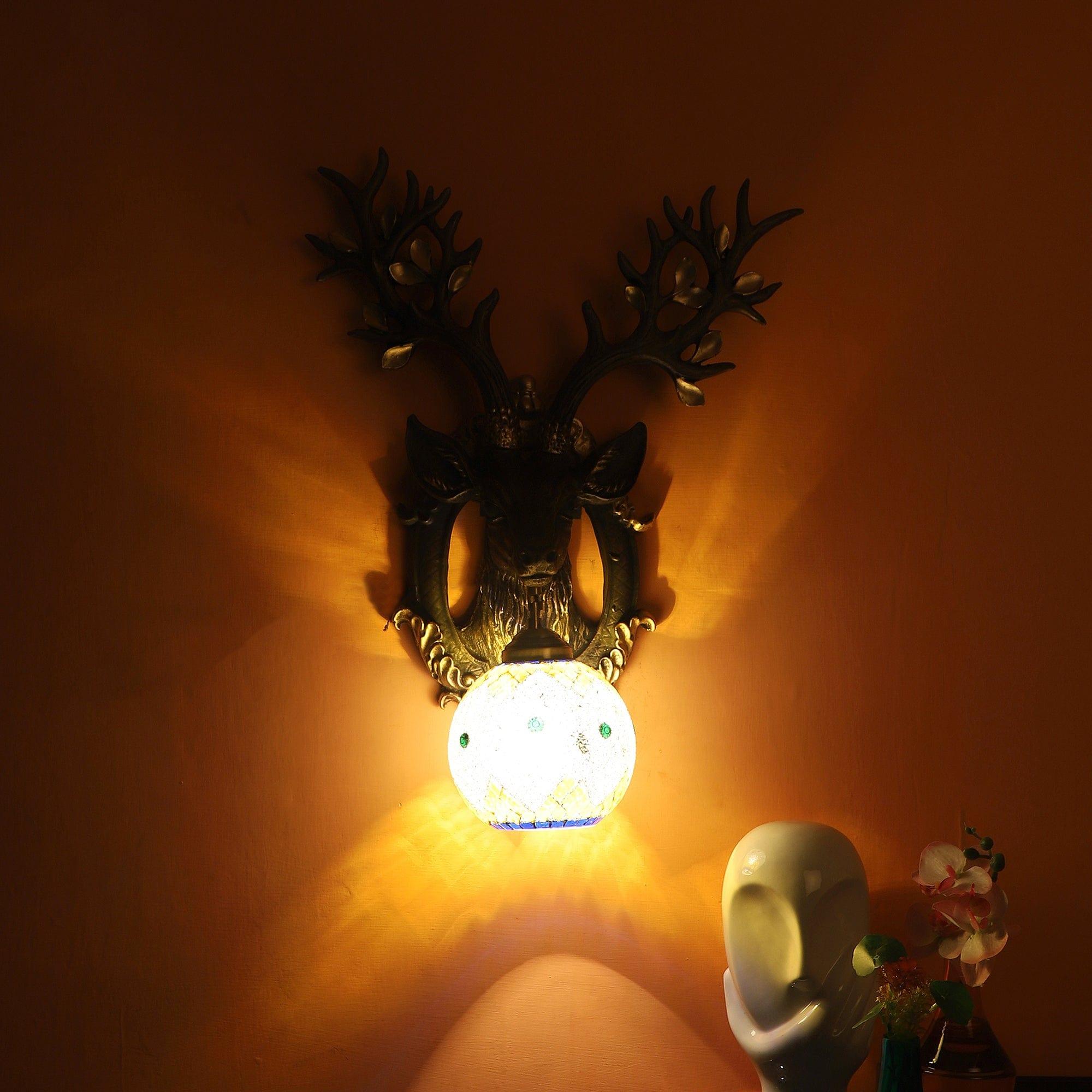 Black and Gold Wood Multicolor beautiful Reindeer design Wall Lights - Ouch Cart 