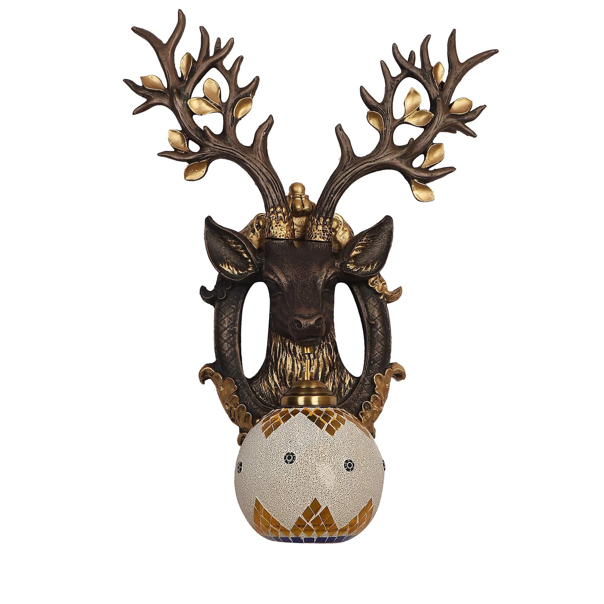 Black and Gold Wood Multicolor beautiful Reindeer design Wall Lights - Ouch Cart 