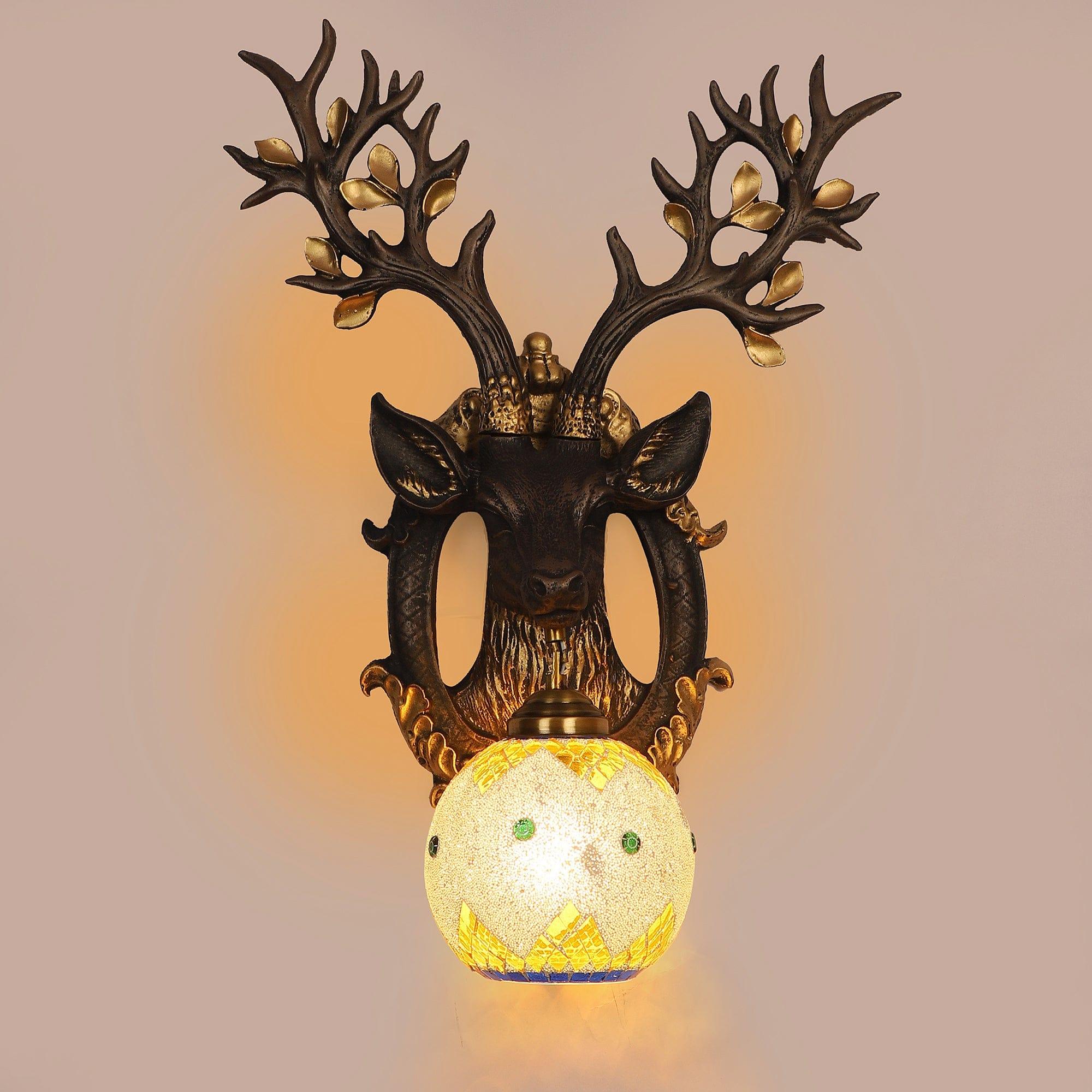 Black and Gold Wood Multicolor beautiful Reindeer design Wall Lights - Ouch Cart 