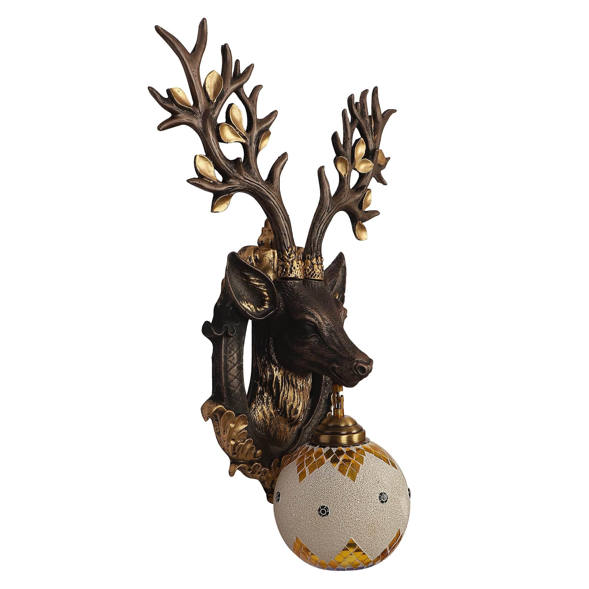 Black and Gold Wood Multicolor beautiful Reindeer design Wall Lights - Ouch Cart 