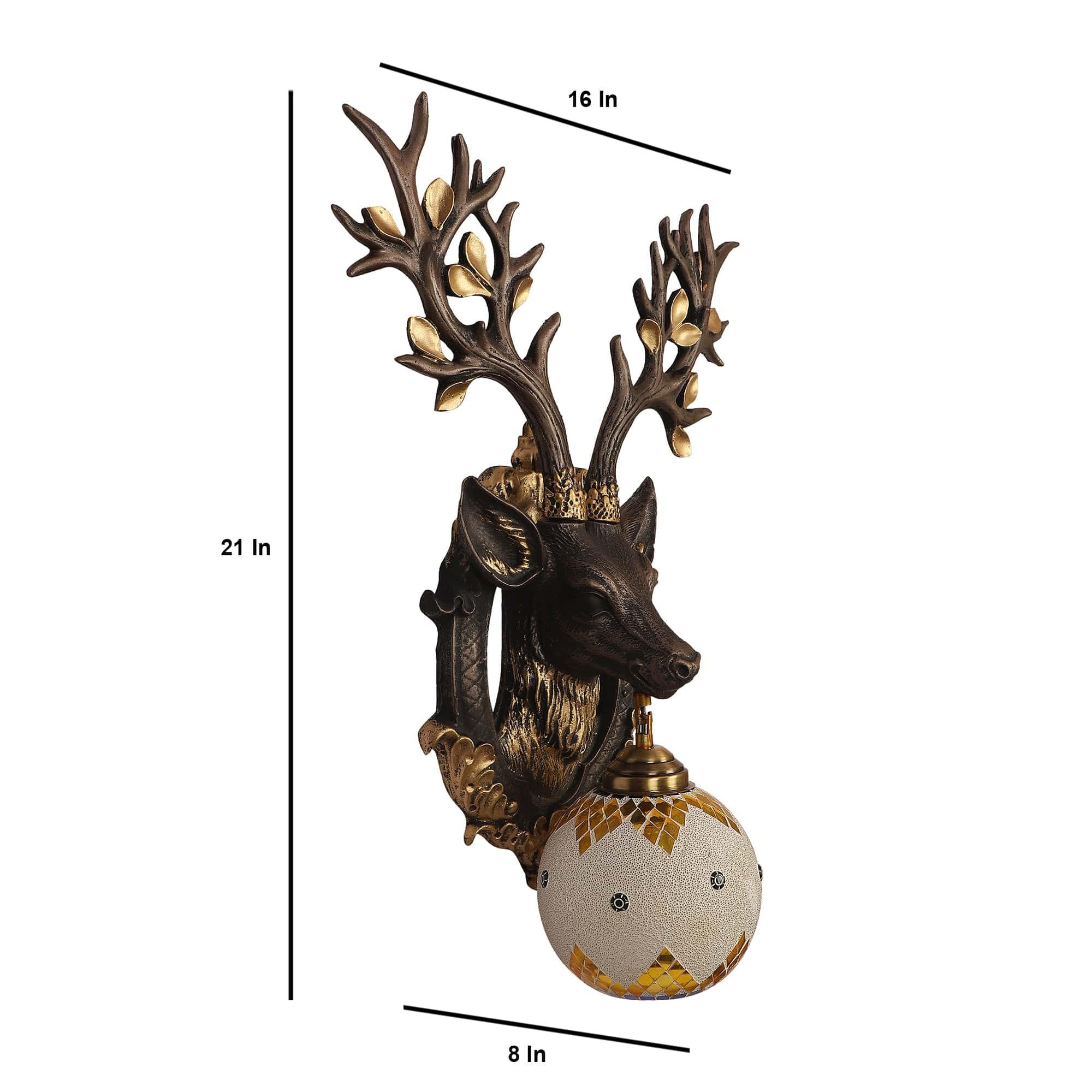 Black and Gold Wood Multicolor beautiful Reindeer design Wall Lights - Ouch Cart 