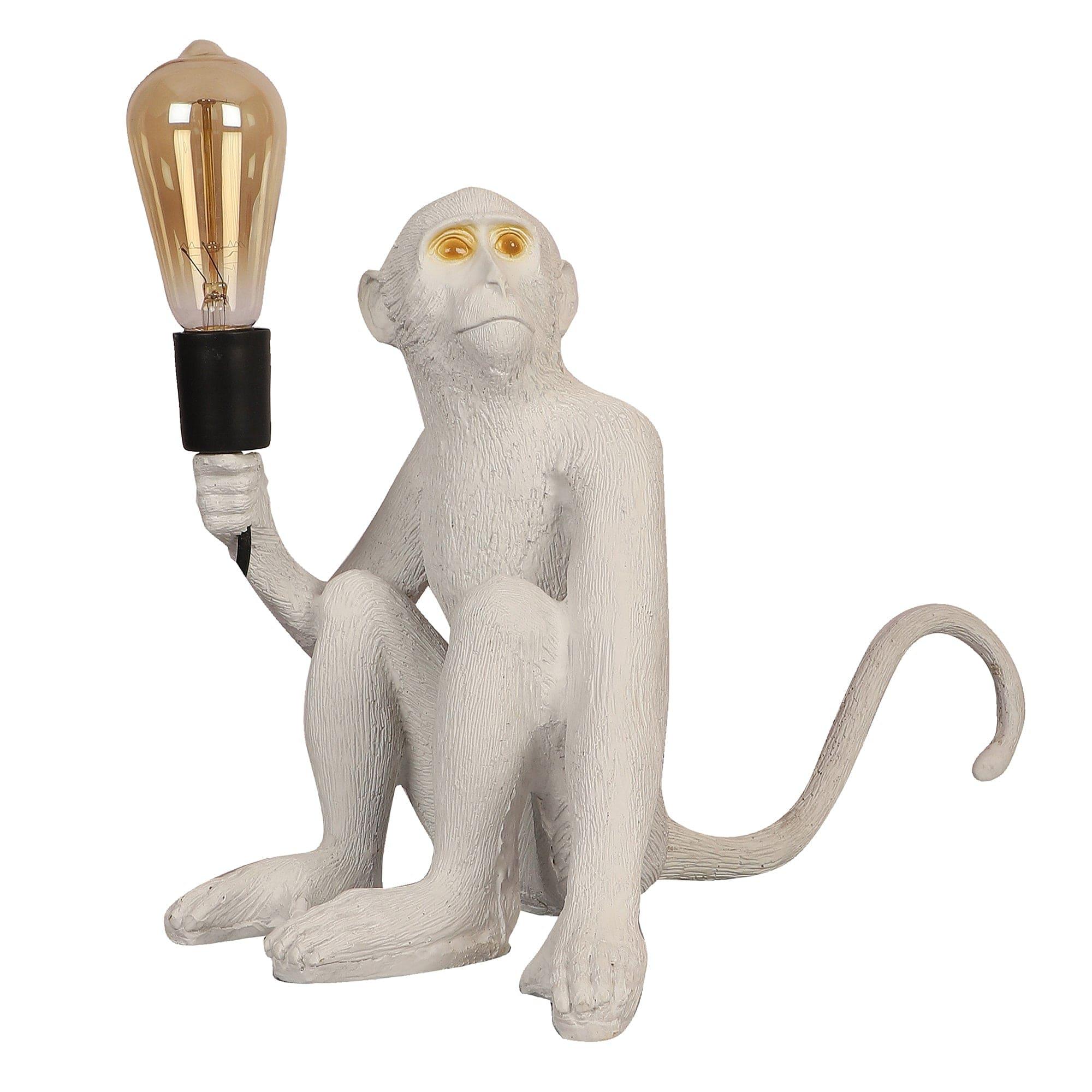 White fiberl Monkey Shape Table Lamp - Ouch Cart 