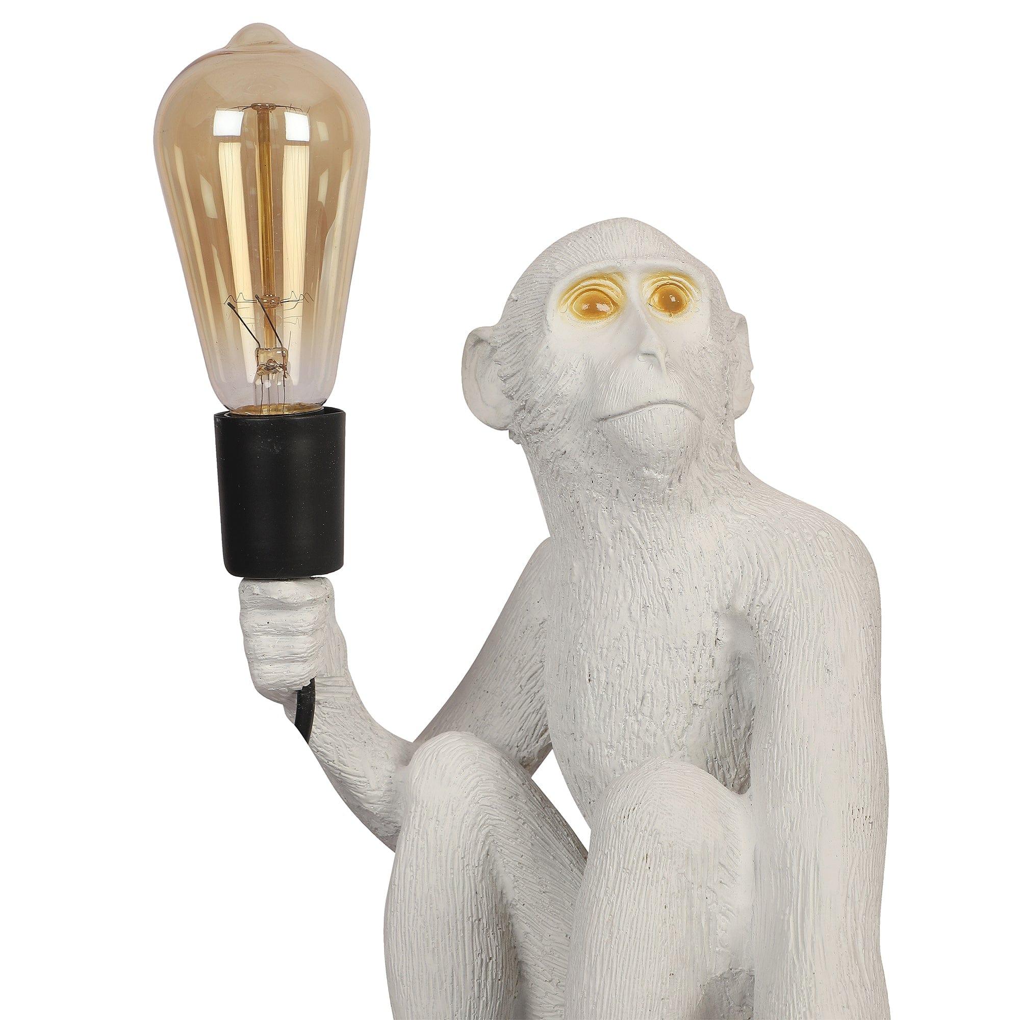 White fiberl Monkey Shape Table Lamp - Ouch Cart 