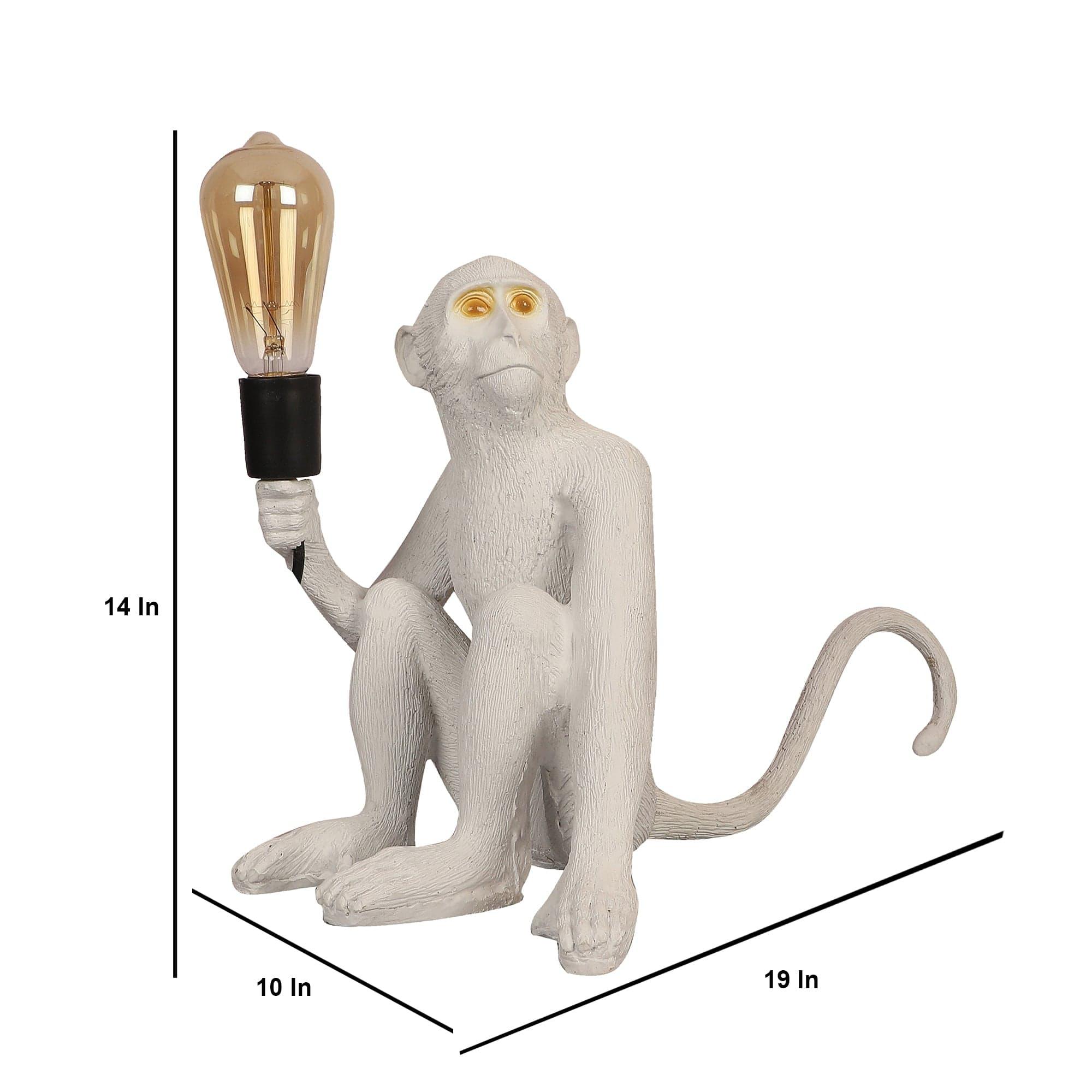 White fiberl Monkey Shape Table Lamp - Ouch Cart 