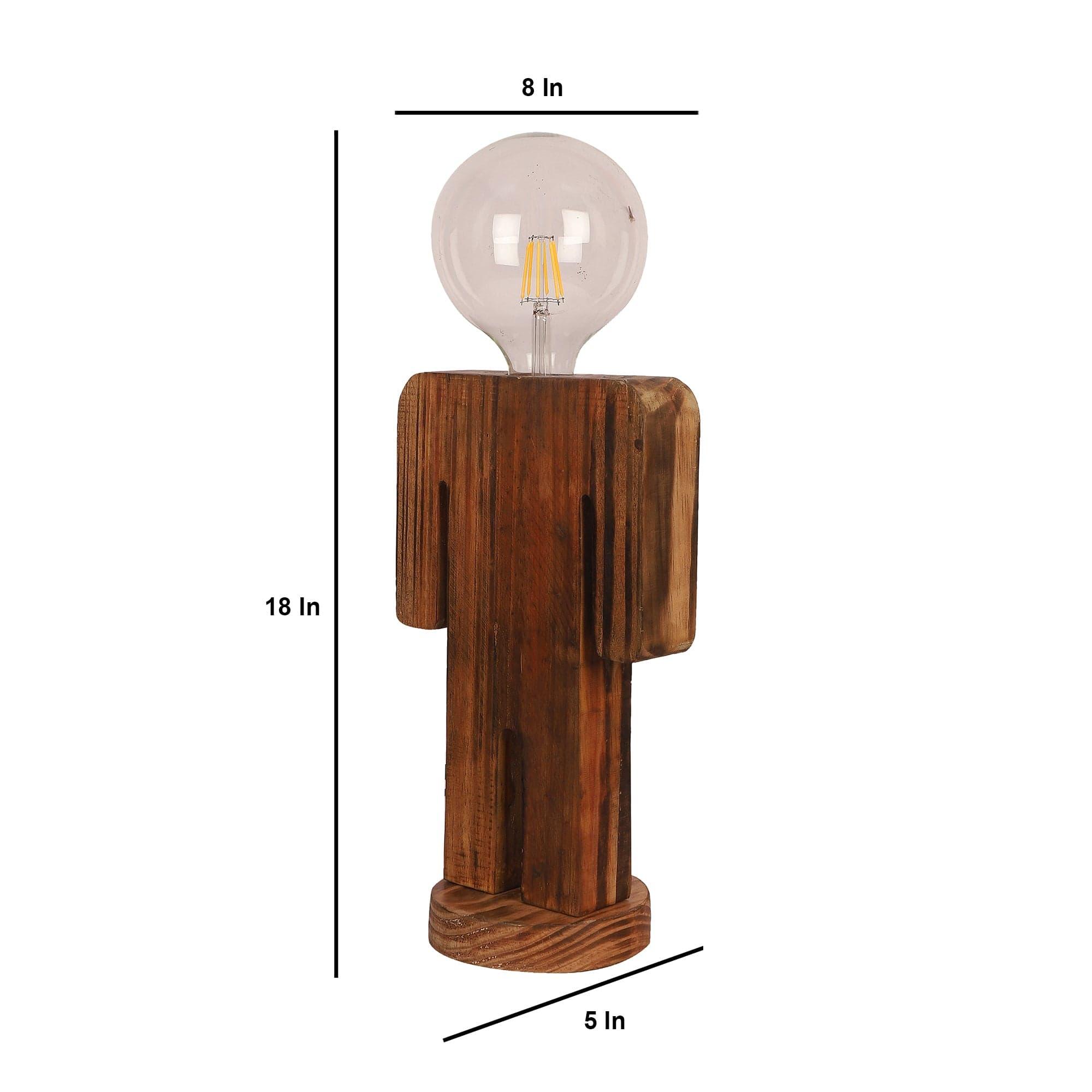 Wooden Table Lamp Natural Wood - Ouch Cart 