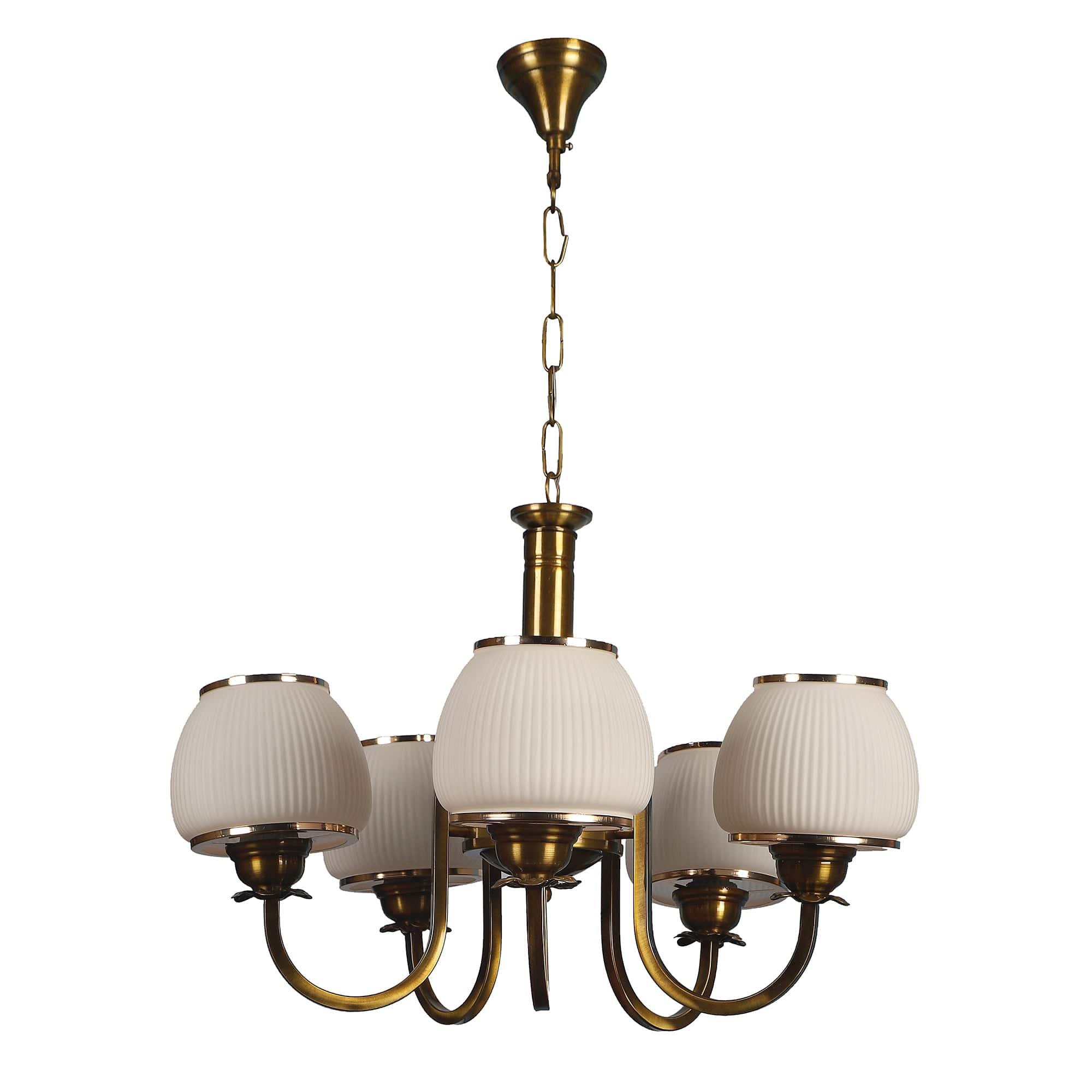 Iron Glass Chandeliers Antique Gold Finish - Ouch Cart 