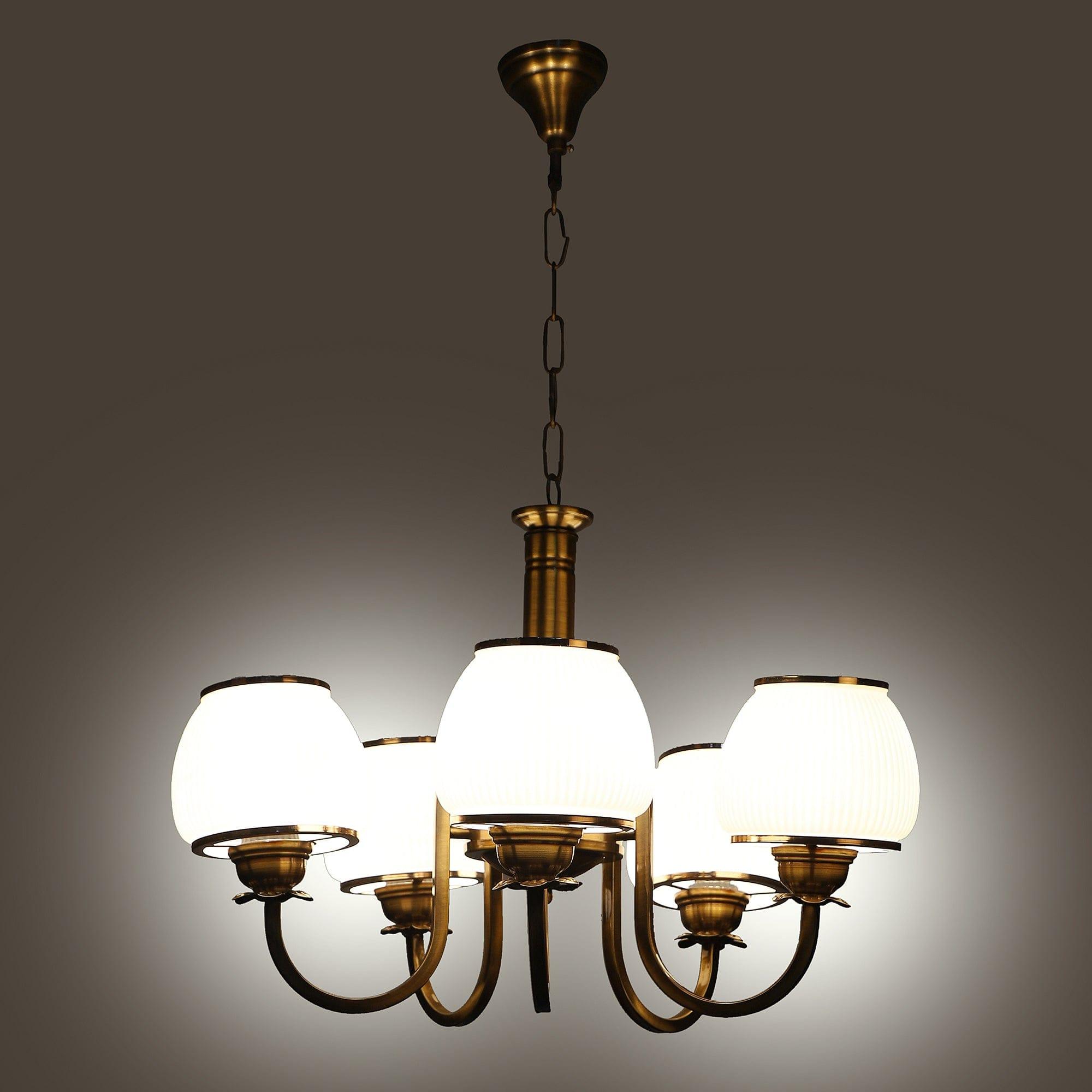 Iron Glass Chandeliers Antique Gold Finish - Ouch Cart 
