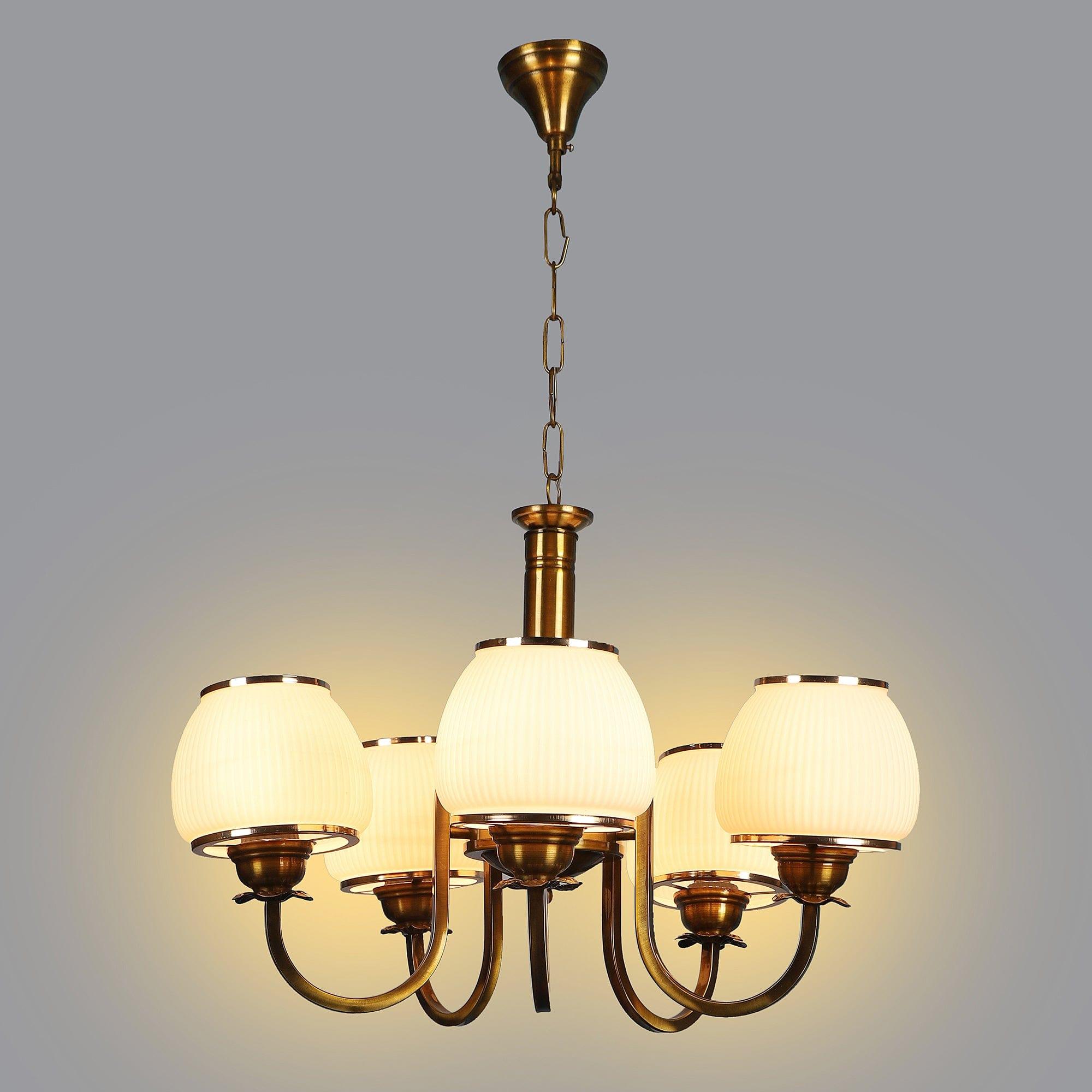 Iron Glass Chandeliers Antique Gold Finish - Ouch Cart 