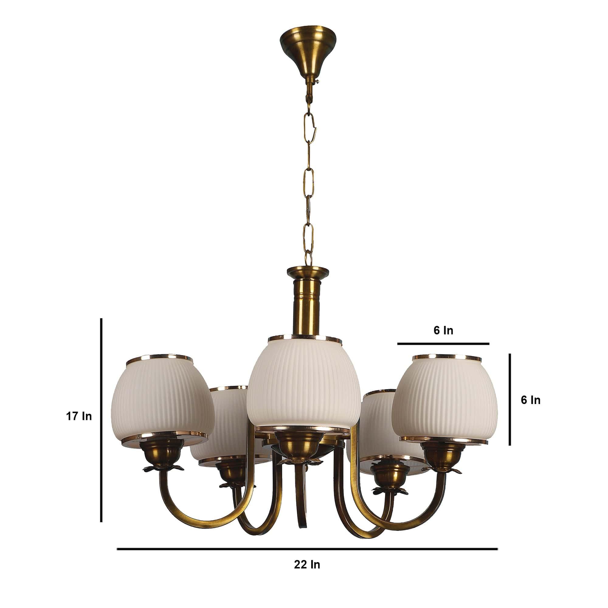 Iron Glass Chandeliers Antique Gold Finish - Ouch Cart 