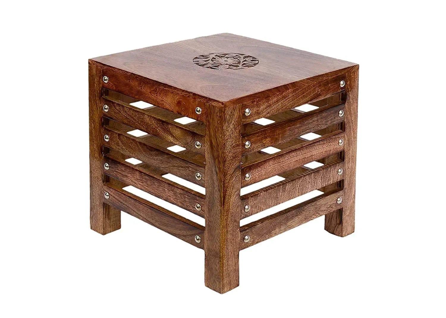 Wooden Beautiful Handmade Stool | Table | for Office | Home Furniture | Outdoor | Décor - Brown - Ouch Cart 