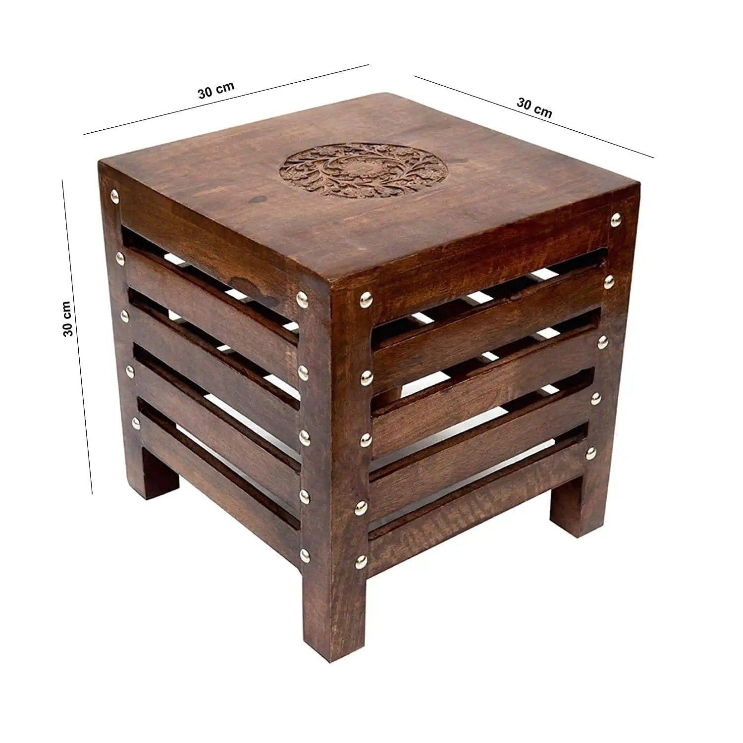 Wooden Beautiful Handmade Stool | Table | for Office | Home Furniture | Outdoor | Décor - Brown - Ouch Cart 