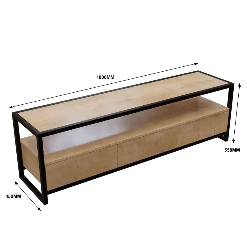 Casper TV Unit With Storage Space & Drawers in Large Size in Wooden Texture - Ouch Cart 