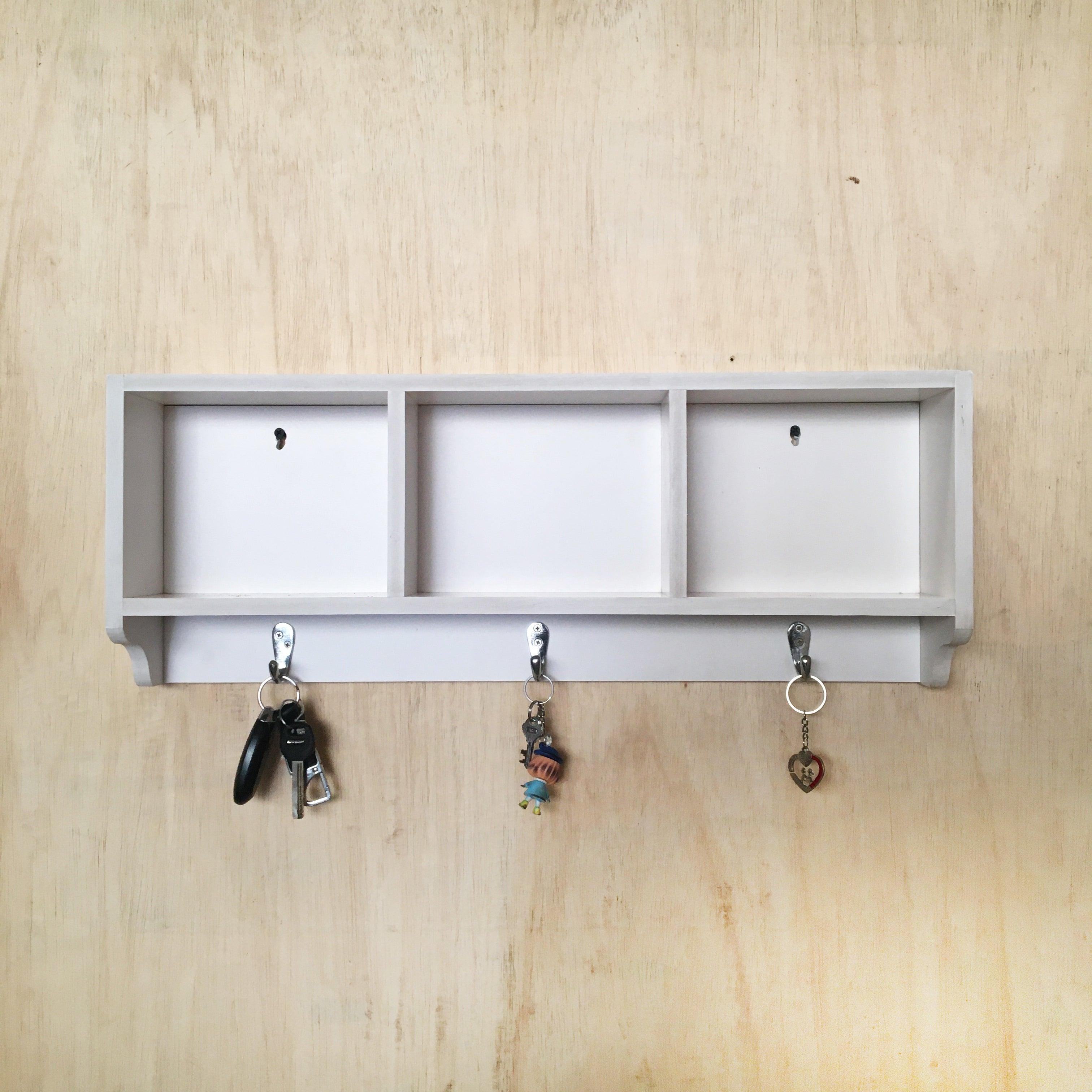 White Utility Three Compartment Shelf With Steel Hanging Hooks By Miza - Ouch Cart 