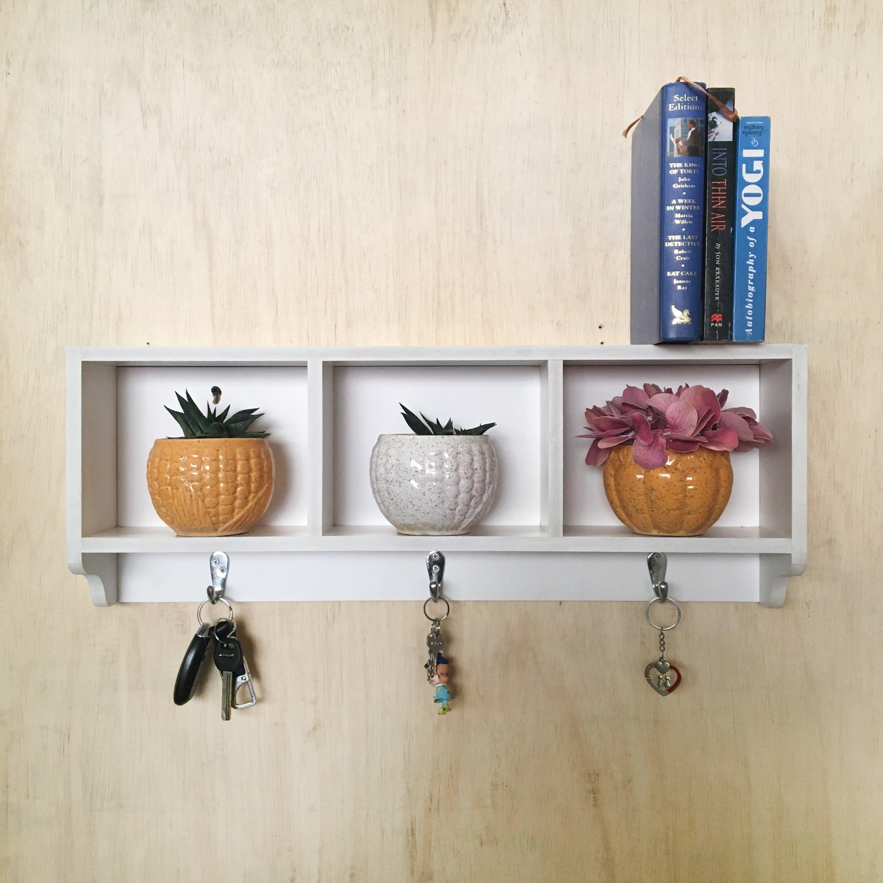 White Utility Three Compartment Shelf With Steel Hanging Hooks By Miza - Ouch Cart 