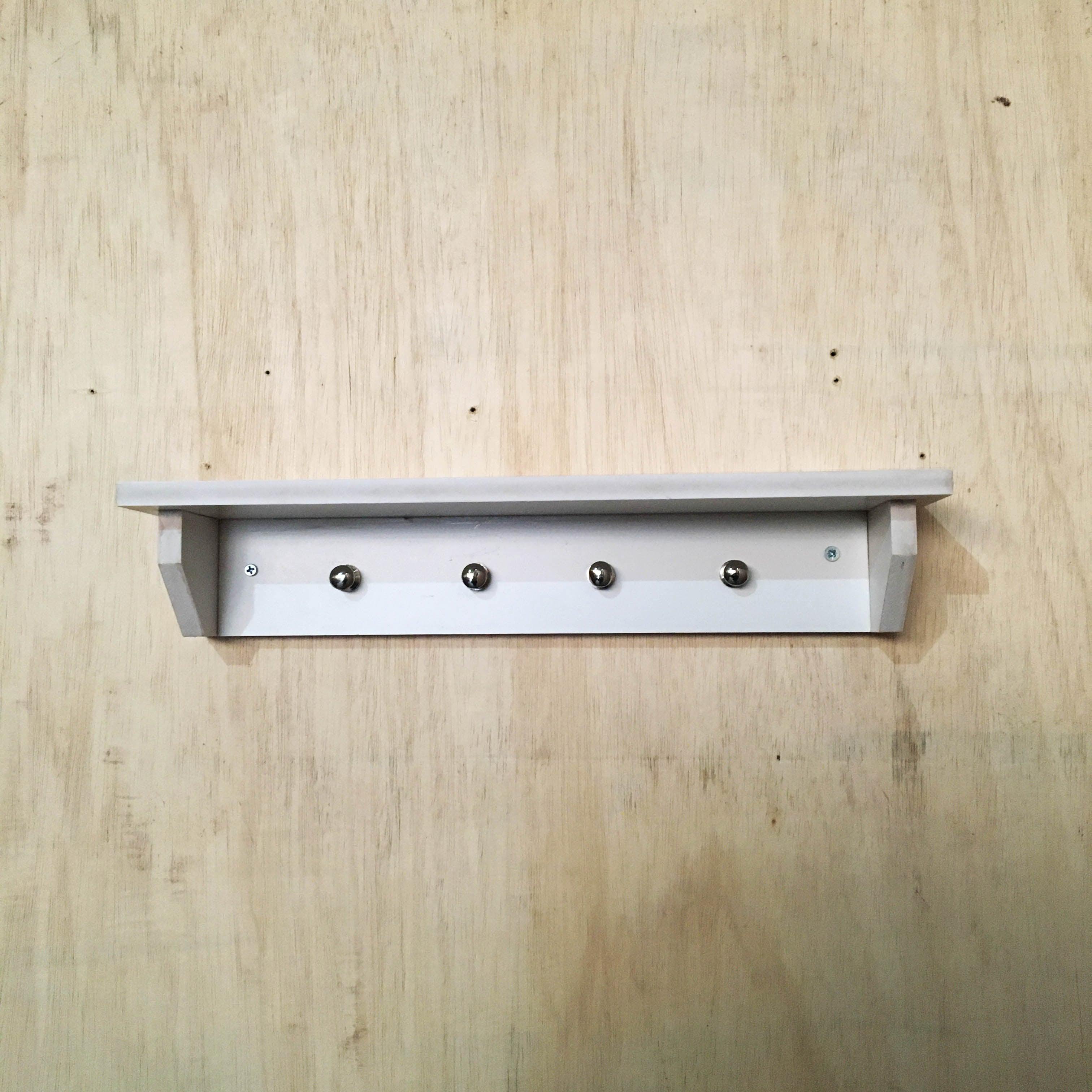 White PVC Steel knobs Utility Shelf For Hallway / Entryway By Miza - Ouch Cart 