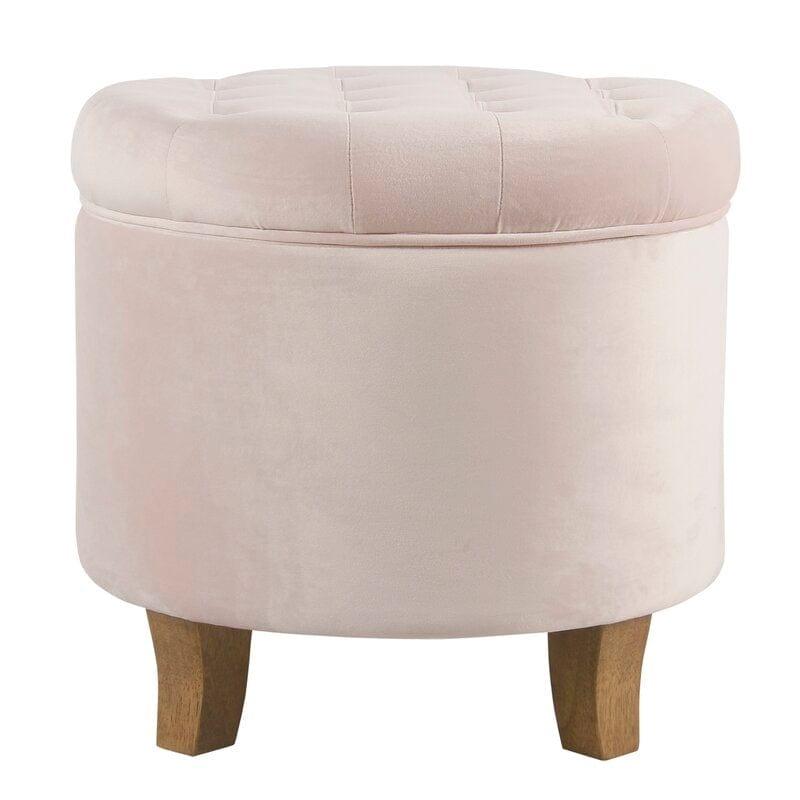 Wide Tufted Round Storage Ottoman with Storage - Ouch Cart 