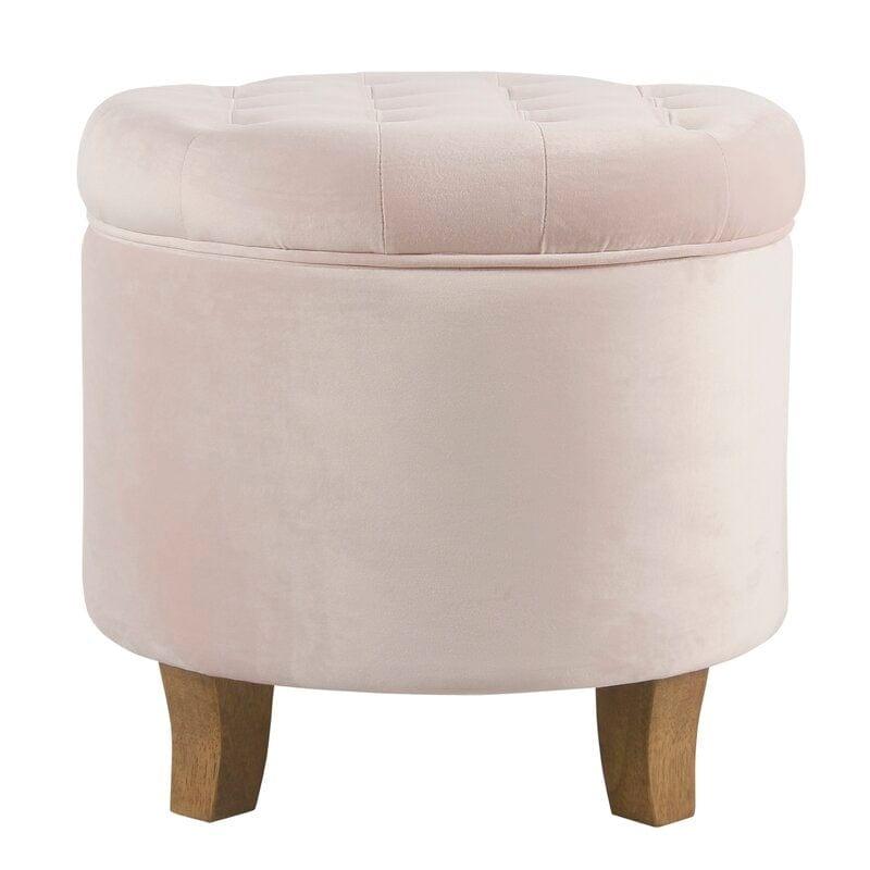 Wide Tufted Round Storage Ottoman with Storage