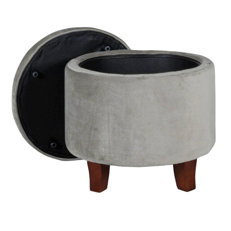 Wide Tufted Round Storage Ottoman with Storage - Ouch Cart 