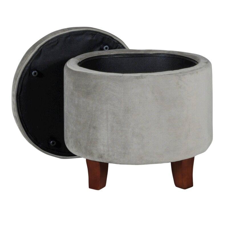 Wide Tufted Round Storage Ottoman with Storage