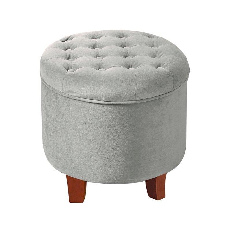 Wide Tufted Round Storage Ottoman with Storage