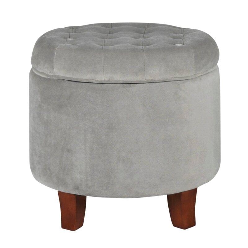 Wide Tufted Round Storage Ottoman with Storage - Ouch Cart 
