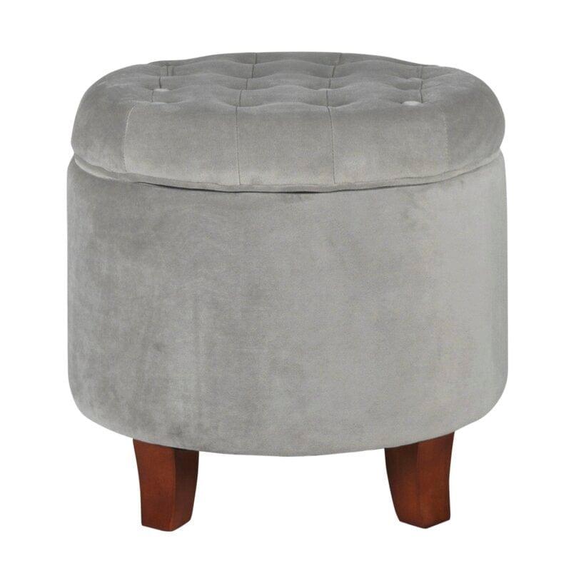 Wide Tufted Round Storage Ottoman with Storage