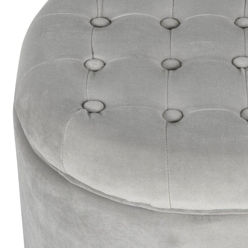 Wide Tufted Round Storage Ottoman with Storage