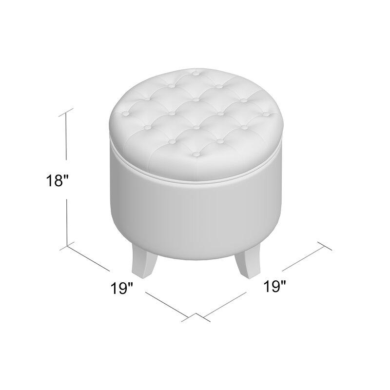 Wide Tufted Round Storage Ottoman with Storage