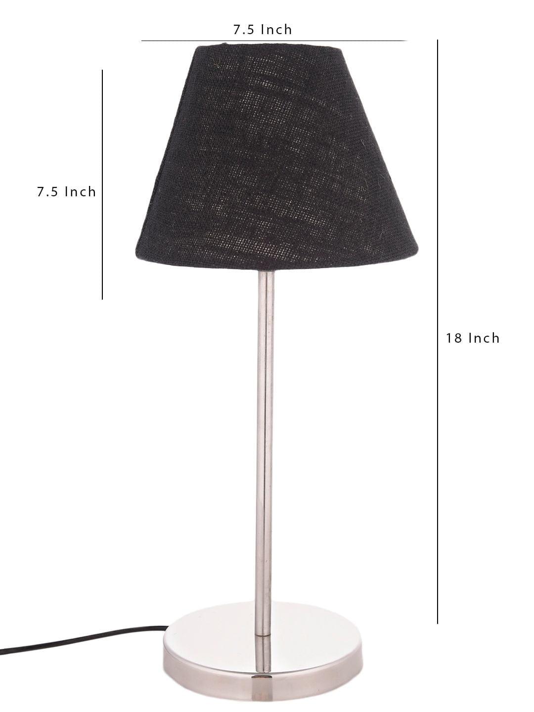 Metal Table Lamp with Black Jute Shade - Ouch Cart 