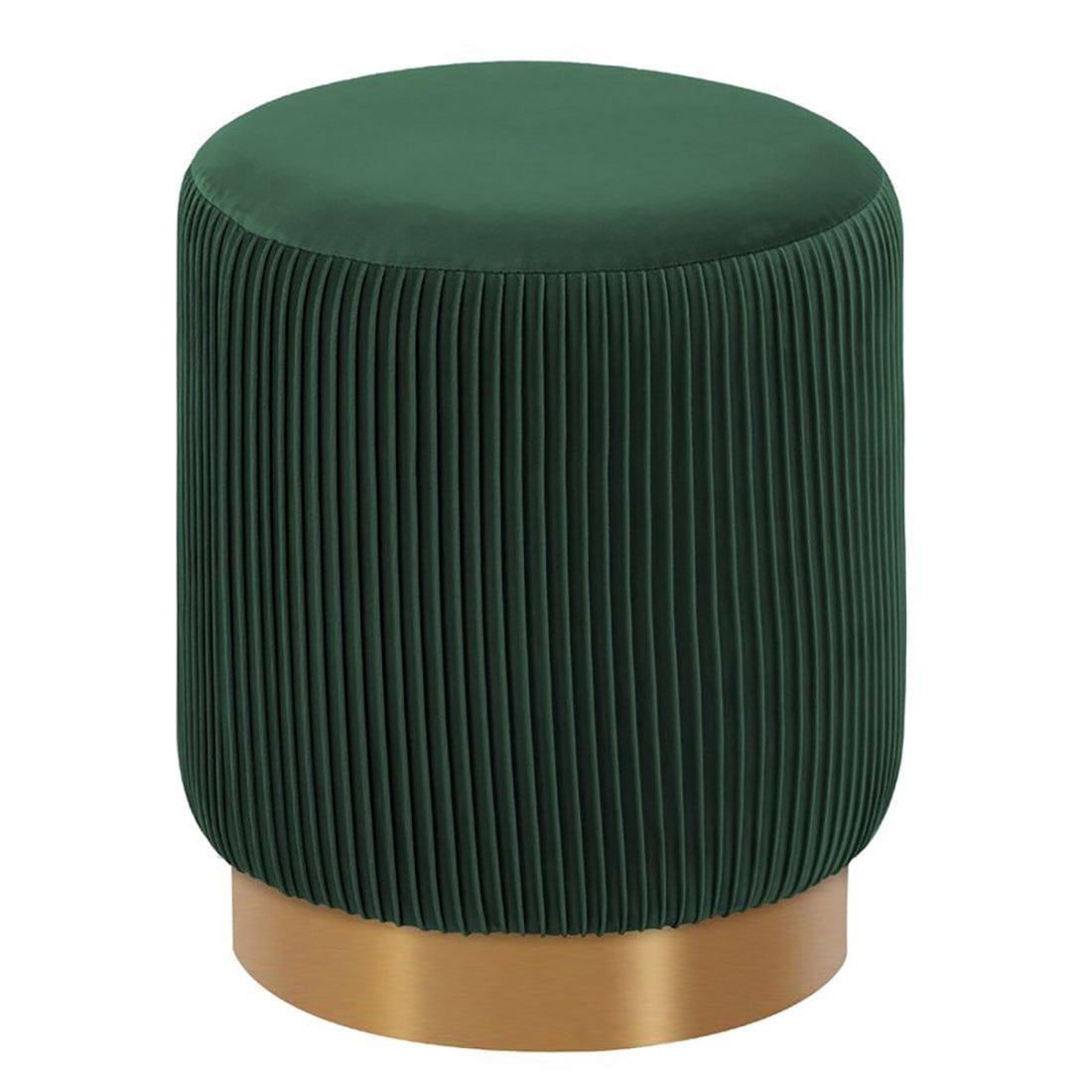 DOE BUCK ROUND VELVET GOLD OTTAMAN/POUFEE IN GREEN - Ouch Cart 