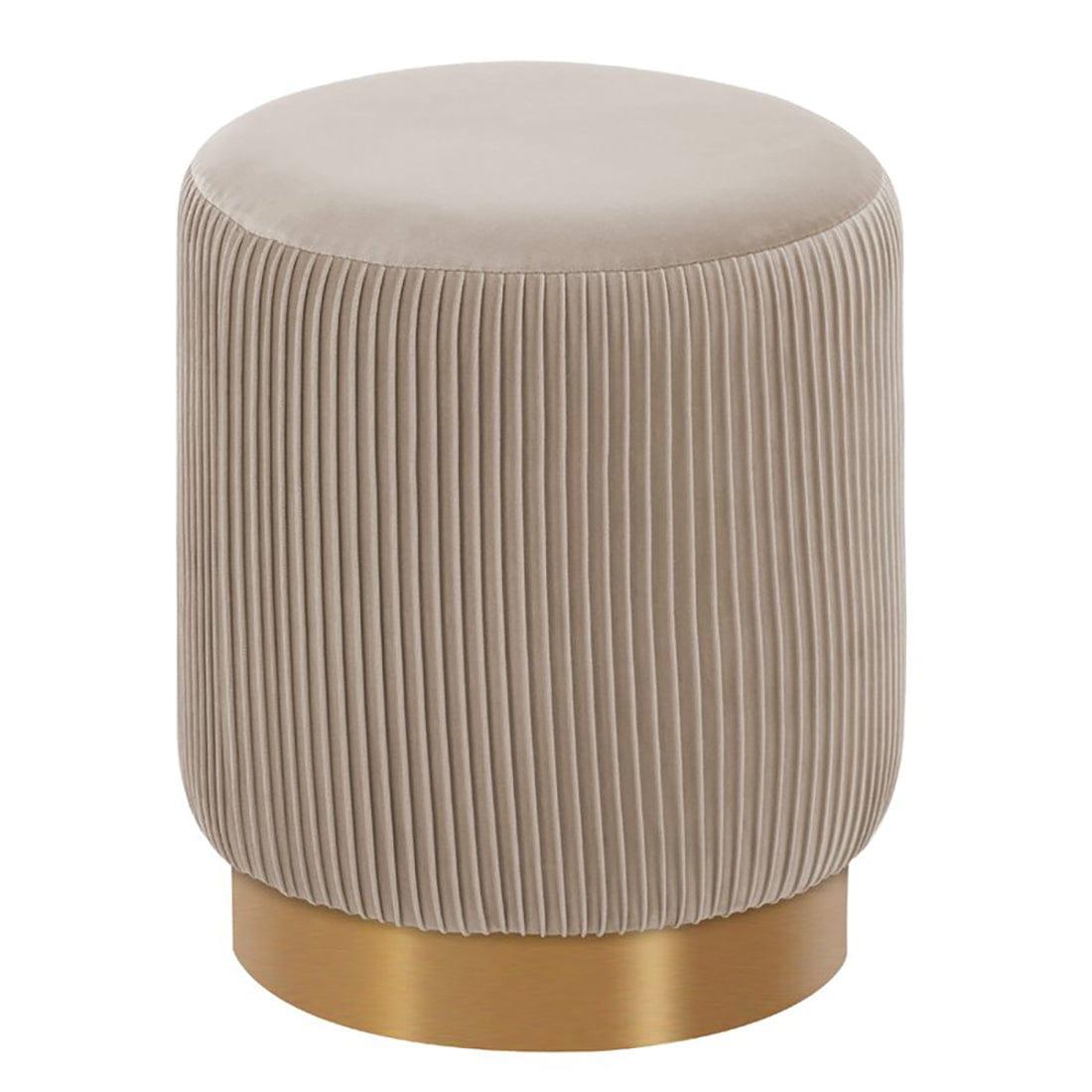 DOE BUCK ROUND VELVET GOLD OTTAMAN/POUFEE IN CREAM - Ouch Cart 