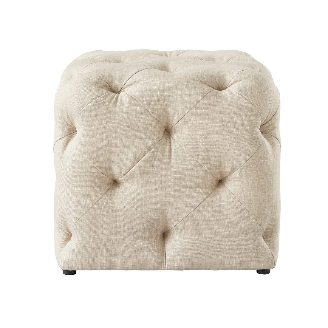 DOE BUCK SQUARE TUFTED VELVET OTTAMAN/POUFEE IN CREAM - Ouch Cart 