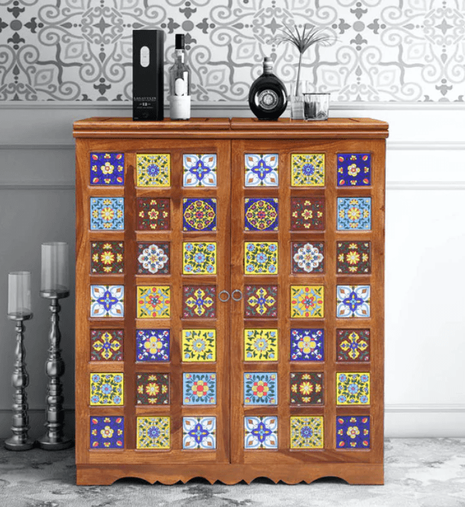 Beautiful Design Sheesham Wood bar cabinet - Ouch Cart 