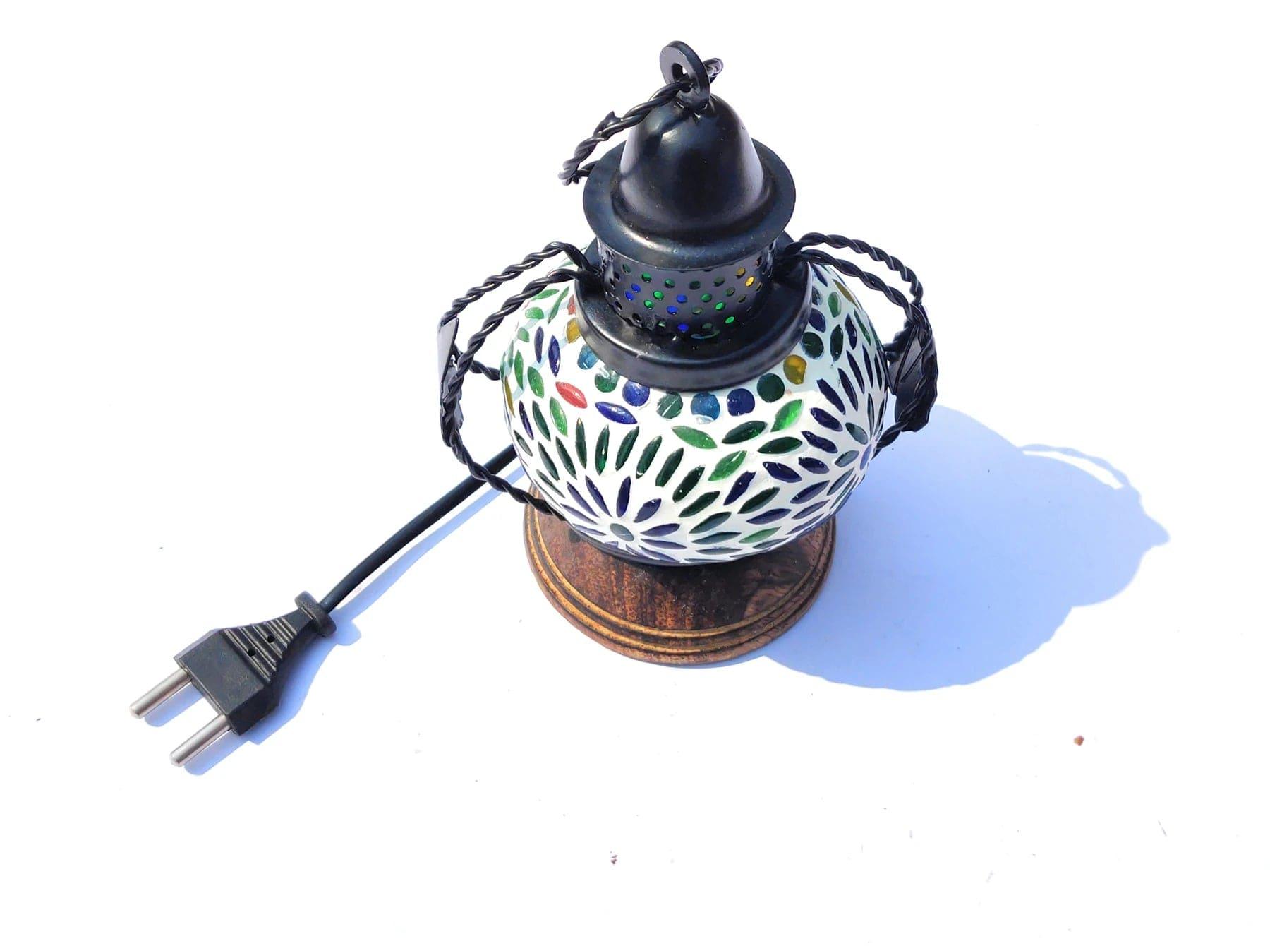 WOODEN & IRON ELECTRIC HANGING LANTERN - Ouch Cart 