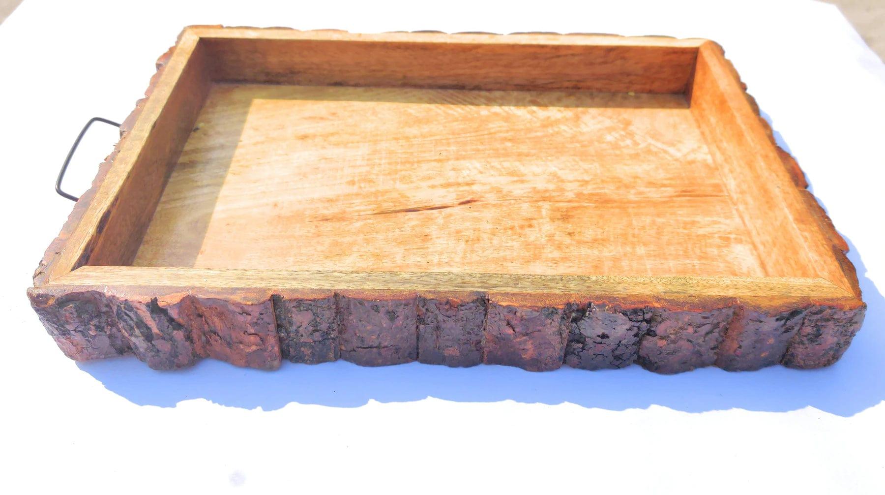 WOODEN HANDMADE BARK SERVING TRAY - Ouch Cart 