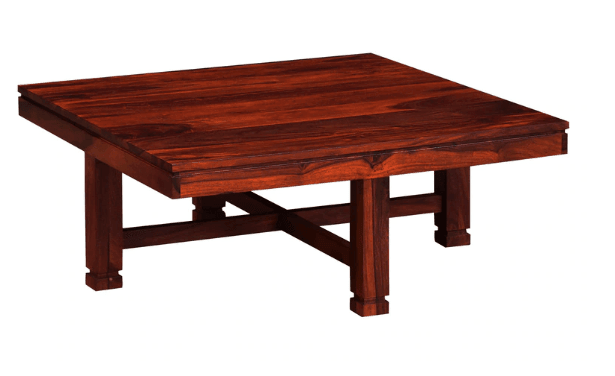 Sheesham Wood coffee table with 4 stools for Living Room and Office - Ouch Cart 