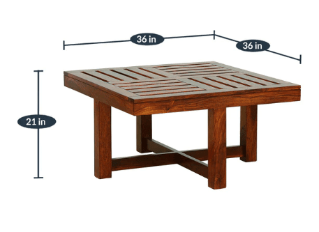 Solid Wooden Coffee Table With 4 Stools – Natural Finish - Ouch Cart 