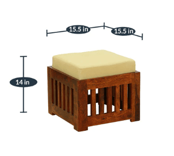 Solid Wooden Coffee Table With 4 Stools – Natural Finish - Ouch Cart 