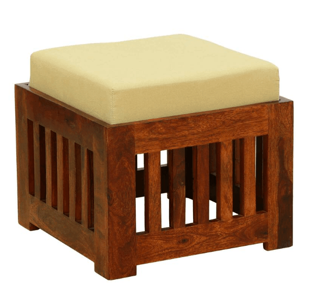 Solid Wooden Coffee Table With 4 Stools – Natural Finish - Ouch Cart 